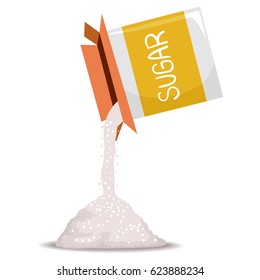 Vector Illustration Of Box Of Sugar Pouring