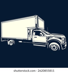 Vector illustration of a box truck in side view. Ideal for delivery, logistics, and transportation concepts. Clean and modern design, perfect for web, print, or app use