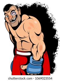 Vector illustration of a boxer after a fight