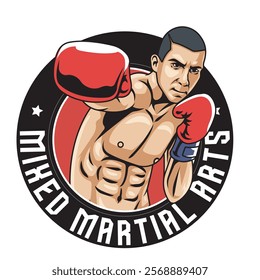 Vector Illustration of Boxer with Detailed Vector Illustration Available for Logo Badge