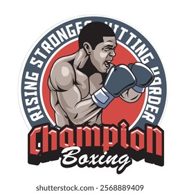 Vector Illustration of Boxer with Detailed Vector Illustration Available for Logo Badge