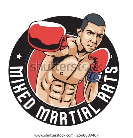 Vector Illustration of Boxer with Detailed Vector Illustration Available for Logo Badge