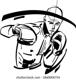 the vector illustration of the boxer fighter