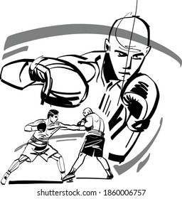 the vector illustration of the boxer fighter