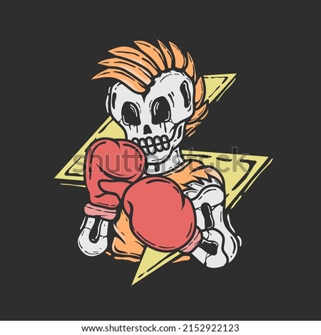 
Vector illustration of a boxer skull with punk hairstyle. Illustrations for stickers, t-shirts and tattoos