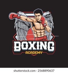 Vector Illustration of Boxer with Wings in Detailed Vector Illustration Available for Logo Badge