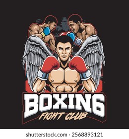 Vector Illustration of Boxer with Wings in Detailed Vector Illustration Available for Tshirt Design