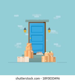 
Vector illustration of boxes at the door.
