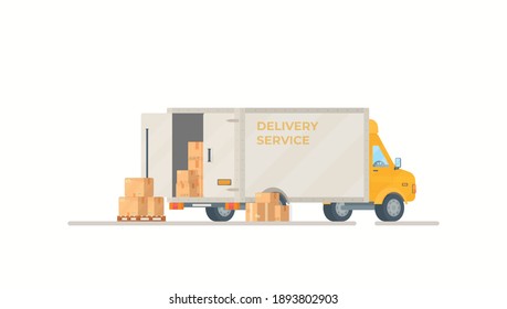Vector illustration of boxes,drawing of delivery express.