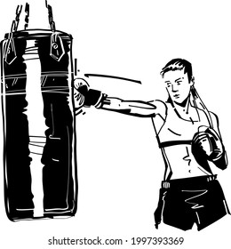 the vector illustration of the boxing fighter