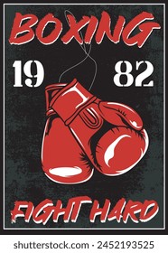 Vector Illustration of Boxing Gloves with Vintage Illustration Available for Poster