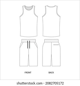 Vector illustration of a boxing shorts and jersey set. Shorts and tank top template design. 