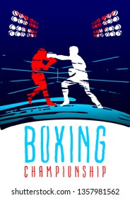 Vector illustration boxing, sport background in grunge style for invitation, booklet, flyer, greeting card