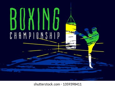 Vector illustration boxing, sport background in grunge style for invitation, booklet, flyer, greeting card