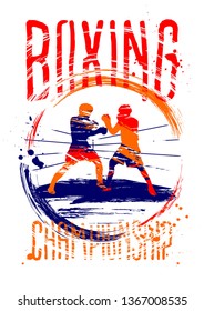 Vector illustration boxing, sport background in grunge style for invitation, booklet, flyer, greeting card