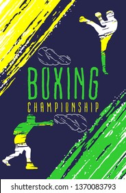 Vector illustration boxing, sport background in grunge style for invitation, booklet, flyer, greeting card