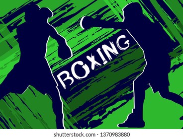 Vector illustration boxing, sport background in grunge style for invitation, booklet, flyer, greeting card