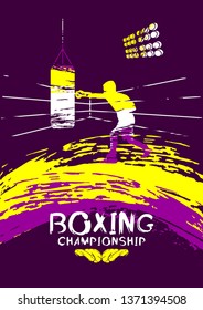 Vector illustration boxing, sport background in grunge style for invitation, booklet, flyer, greeting card