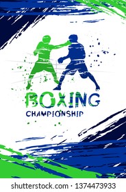 Vector illustration boxing, sport background in grunge style for invitation, booklet, flyer, greeting card