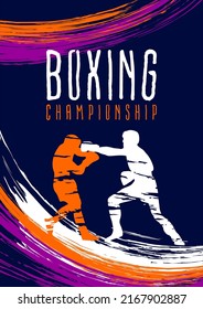 Vektorgrafik-Boxen, sportlicher Hintergrund im Grunge-Stil für Einladung, Broschüre, Flyer, Grußkarte. Farbfarbige Flecken, Farbanstriche, farbige Grunge