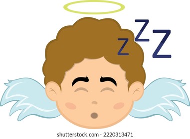 vector illustration of a boy angel cartoon sleeping