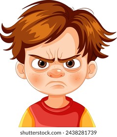 Ilustración vectorial de un niño con una cara enojada