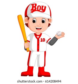 vector illustration of boy baseball player