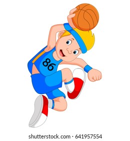 vector illustration of boy basketball player