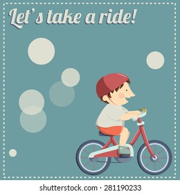 Vector illustration with a boy in a bike