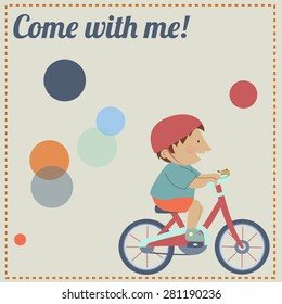 Vector illustration with a boy in a bike