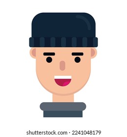 ilustración vectorial de un niño con un sombrero de abeja negra, en estilo de caricatura plana sobre un fondo blanco