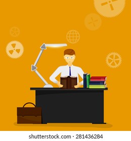 Vector illustration of a boy with a book.