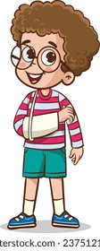 vector illustration of boy with broken arm