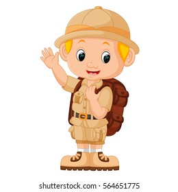 vector illustration of Boy camping