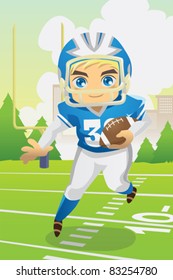 A Vector Illustration Of A Boy Carrying An American Football