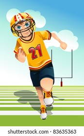 A Vector Illustration Of A Boy Carrying An American Football