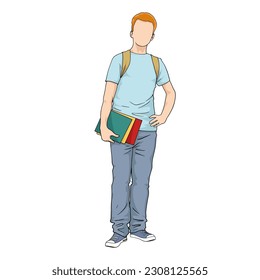 vector illustration of a boy carrying a book
