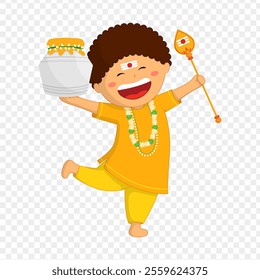 Vector illustration of boy celebrating Thaipusam on transparent background
