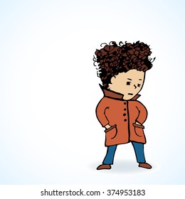 Vector illustration  boy in a coat 