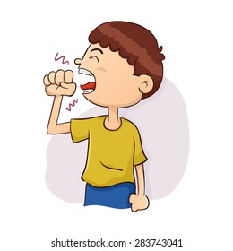 Vector Illustration of a Boy Coughing