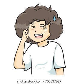 The vector illustration "Boy curly hair Vector" many emotion set on white background