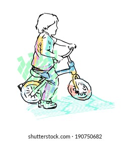 Vector illustration of boy cycling 