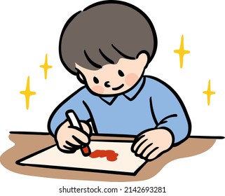 Vector Illustration of a boy drawing a picture