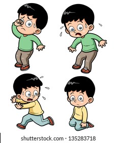 Vector illustration of boy expression set