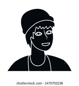 Vector illustration of boy and face sign. Set of boy and young stock vector illustration.