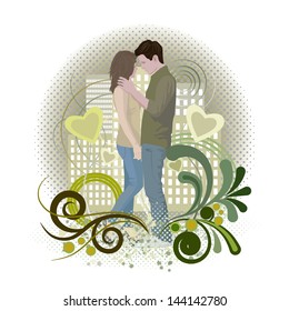 Vector illustration of a boy and a girl