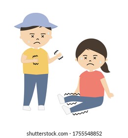 Vector illustration of boy and girl feeling muscle cramps