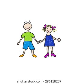 Vector illustration of a boy and girl in love