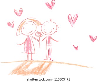 vector illustration of a boy  and girl in love/Valentines day background