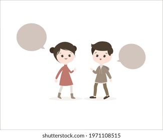 Vector Illustration  Boy and girl talking